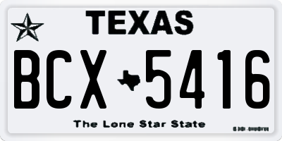 TX license plate BCX5416