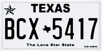TX license plate BCX5417