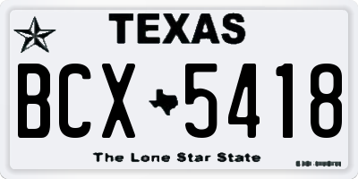 TX license plate BCX5418