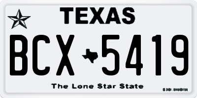 TX license plate BCX5419