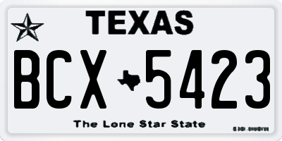 TX license plate BCX5423