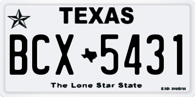 TX license plate BCX5431
