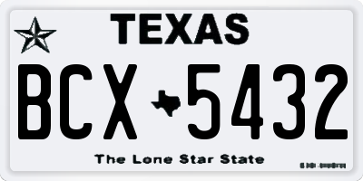 TX license plate BCX5432