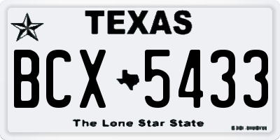 TX license plate BCX5433