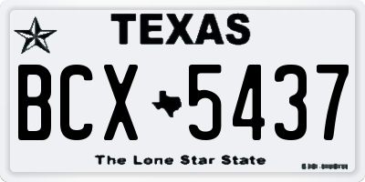 TX license plate BCX5437