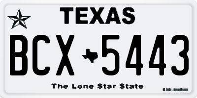 TX license plate BCX5443