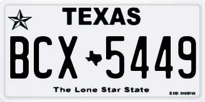 TX license plate BCX5449