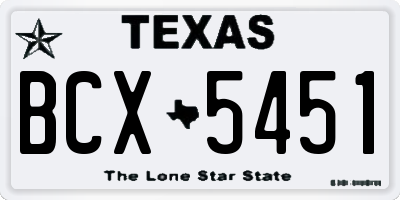 TX license plate BCX5451