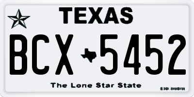 TX license plate BCX5452