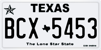 TX license plate BCX5453