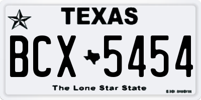 TX license plate BCX5454