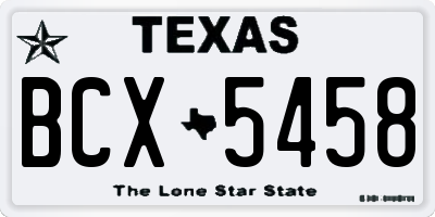 TX license plate BCX5458
