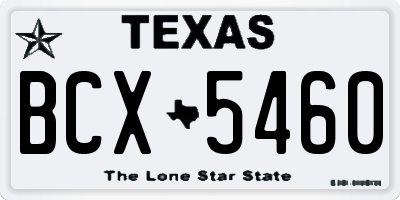 TX license plate BCX5460
