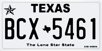 TX license plate BCX5461