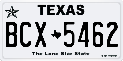TX license plate BCX5462