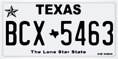 TX license plate BCX5463