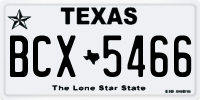TX license plate BCX5466