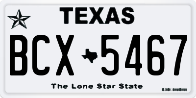TX license plate BCX5467