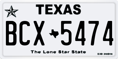 TX license plate BCX5474