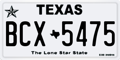 TX license plate BCX5475