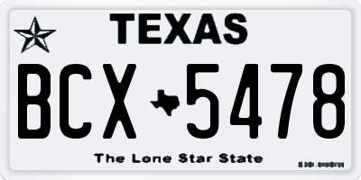 TX license plate BCX5478