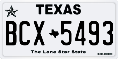 TX license plate BCX5493