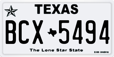 TX license plate BCX5494