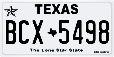 TX license plate BCX5498
