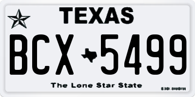TX license plate BCX5499