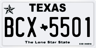 TX license plate BCX5501