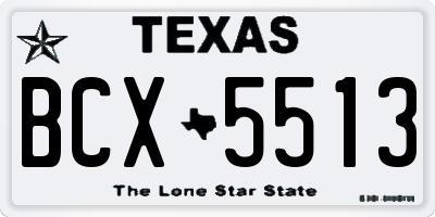 TX license plate BCX5513