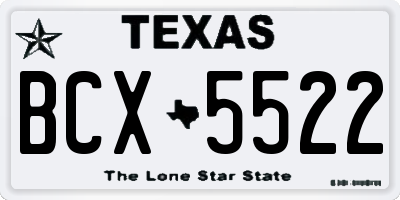 TX license plate BCX5522