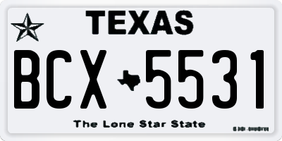 TX license plate BCX5531