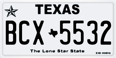 TX license plate BCX5532
