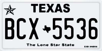 TX license plate BCX5536