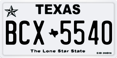 TX license plate BCX5540