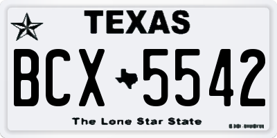 TX license plate BCX5542