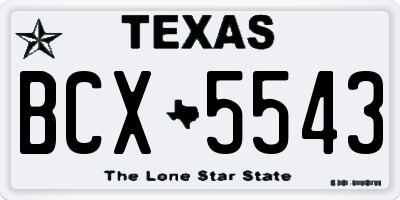TX license plate BCX5543