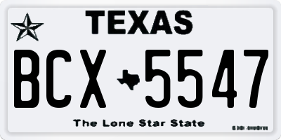 TX license plate BCX5547