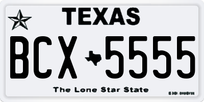 TX license plate BCX5555