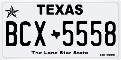 TX license plate BCX5558