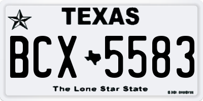 TX license plate BCX5583