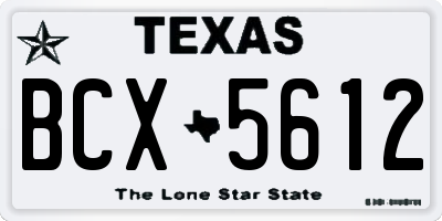 TX license plate BCX5612