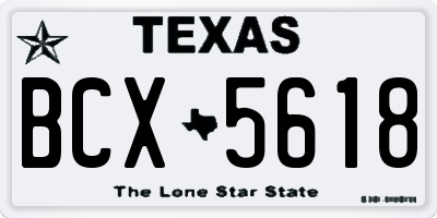 TX license plate BCX5618