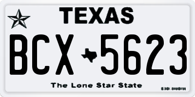 TX license plate BCX5623