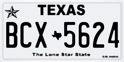 TX license plate BCX5624