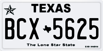 TX license plate BCX5625