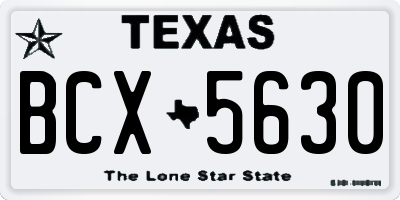 TX license plate BCX5630