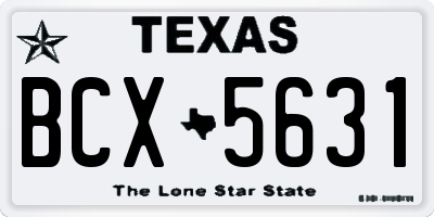 TX license plate BCX5631