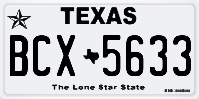 TX license plate BCX5633